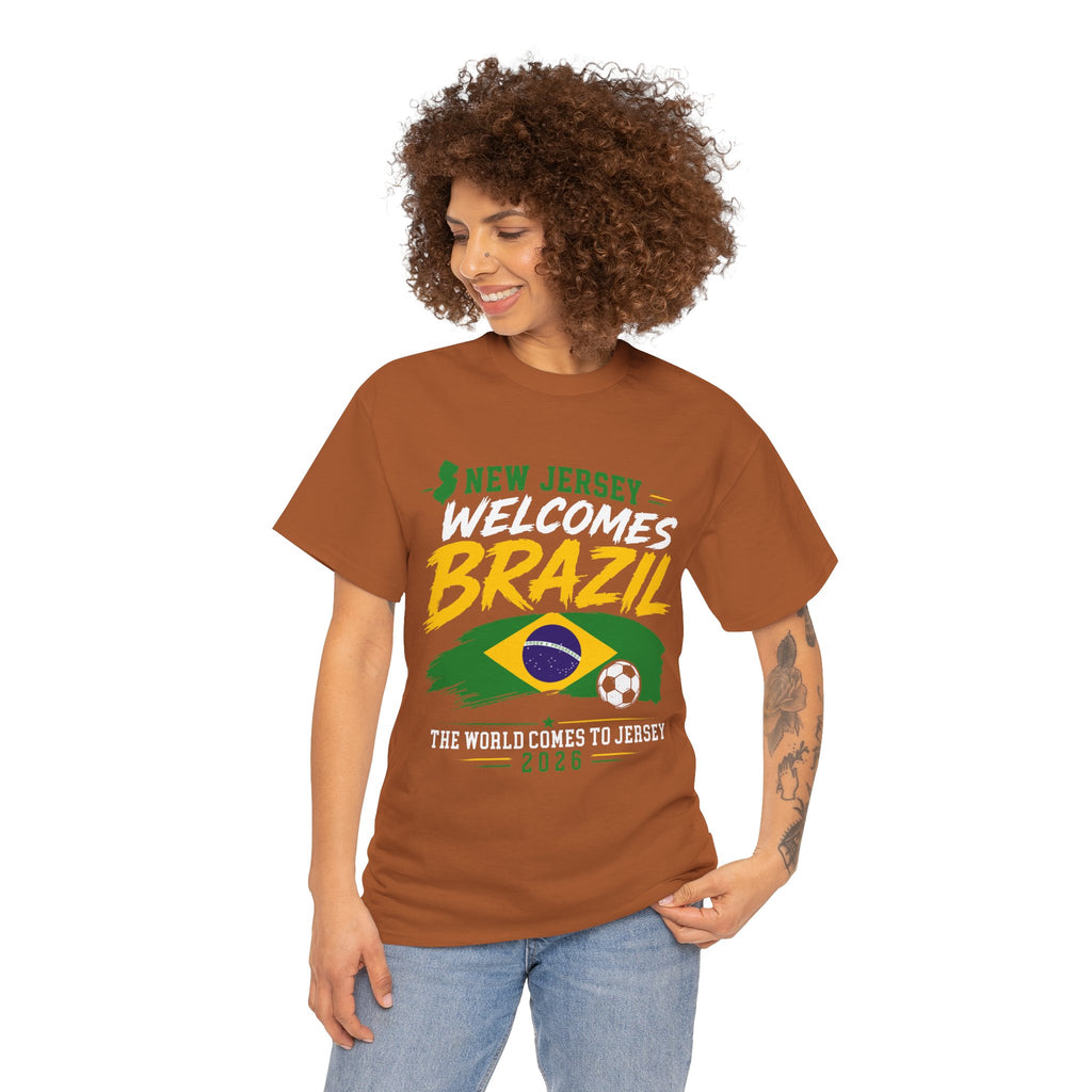 New Jersey Welcomes Brazil T-Shirt | Brazil Flag Soccer Tee