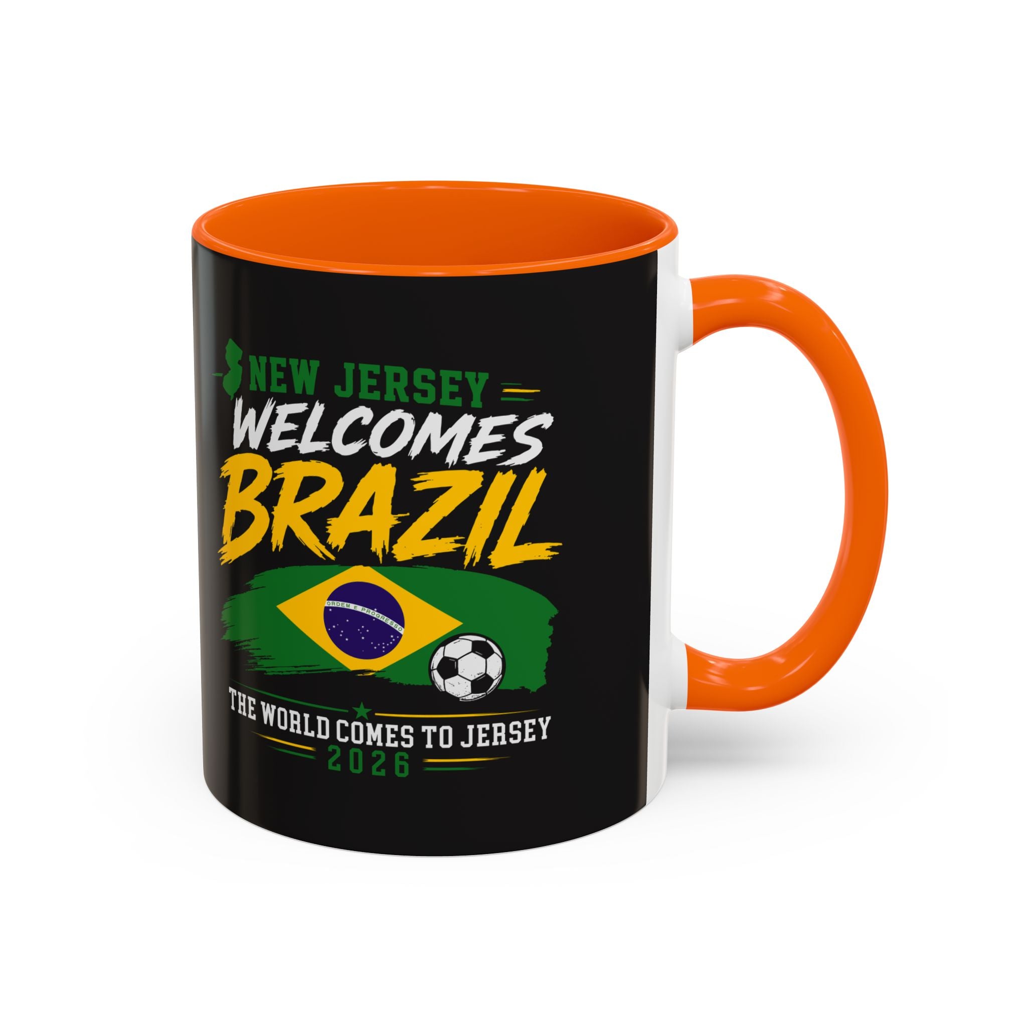 Brazil Soccer Fan Coffee Mug — New Jersey 2026 Accent Mug