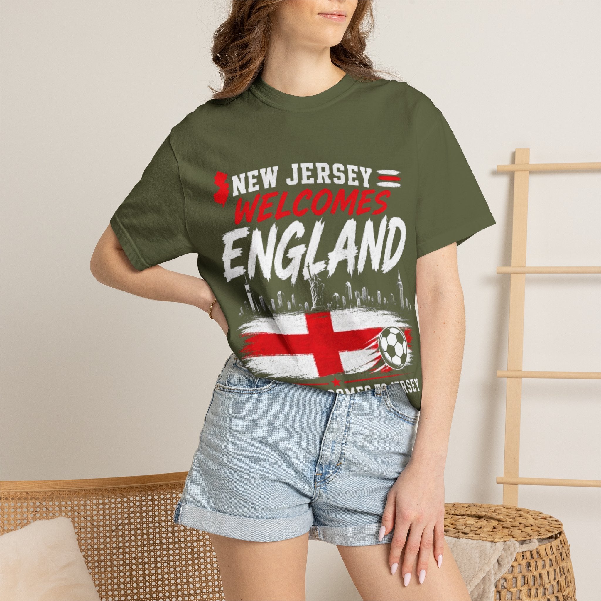 New Jersey Welcomes England T-shirt | St George Flag Soccer Jersey