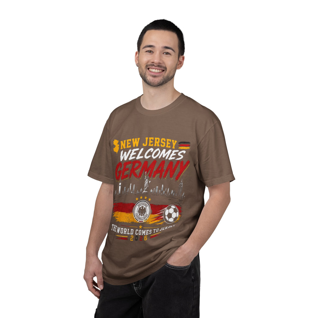 New Jersey Welcomes Germany T-Shirt | Soccer Flag Skyline Design