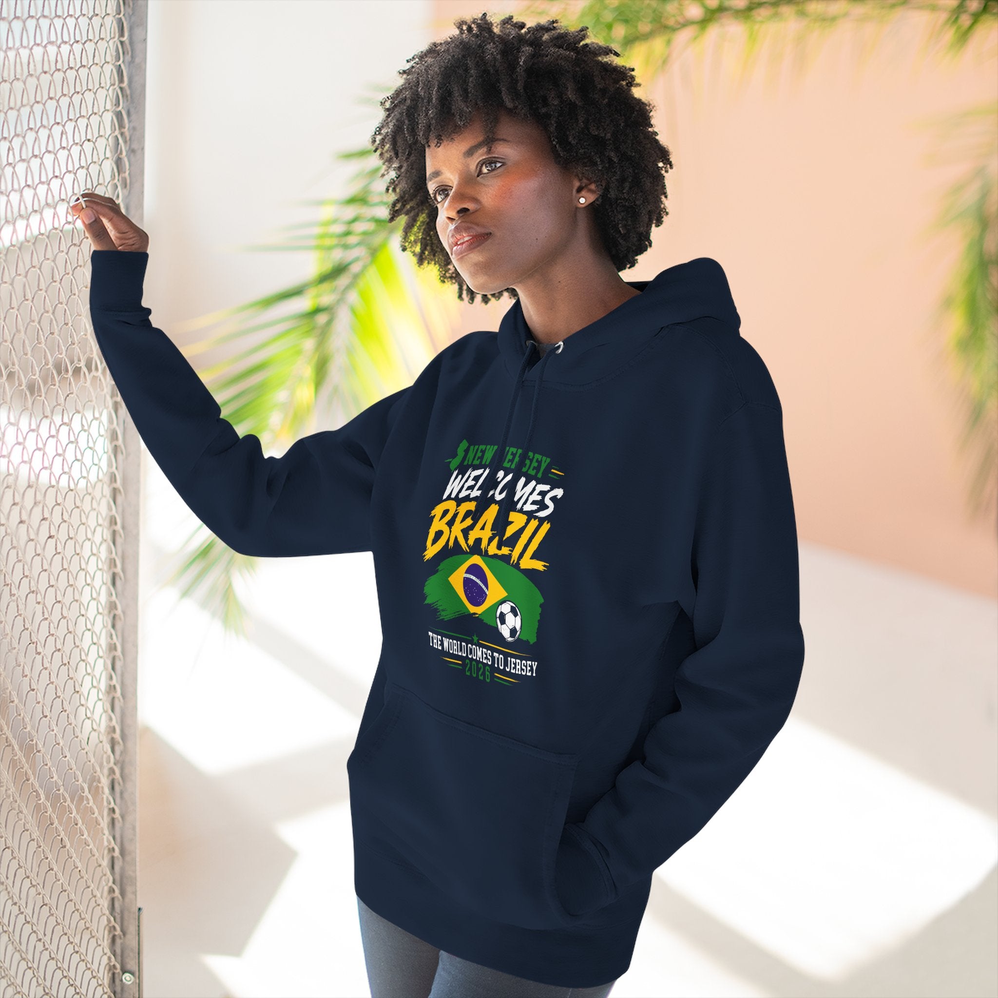 Brazil Soccer Hoodie - Welcome to Brazil Graphic Pullover (The World Comes to Jersey)
