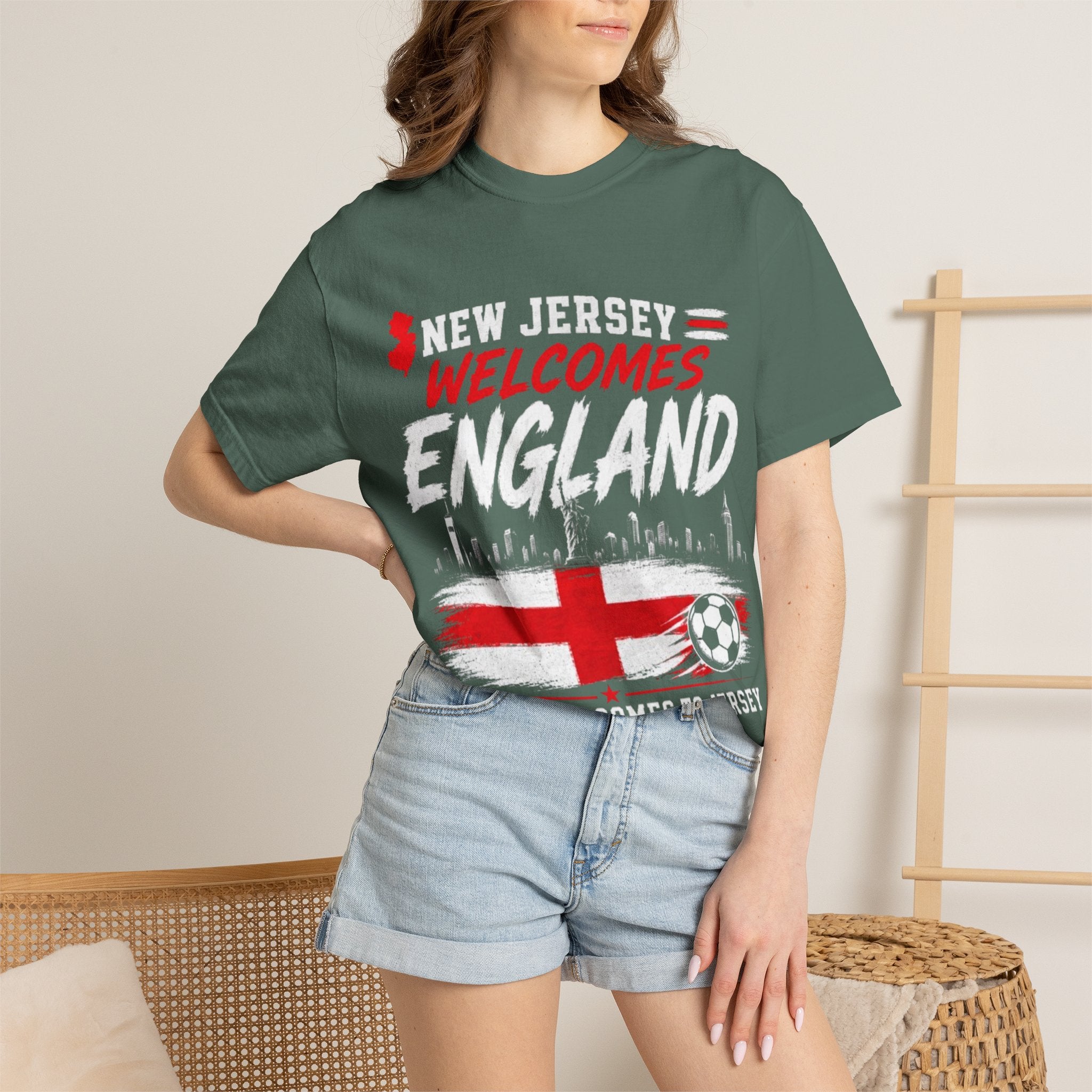 New Jersey Welcomes England T-shirt | St George Flag Soccer Jersey
