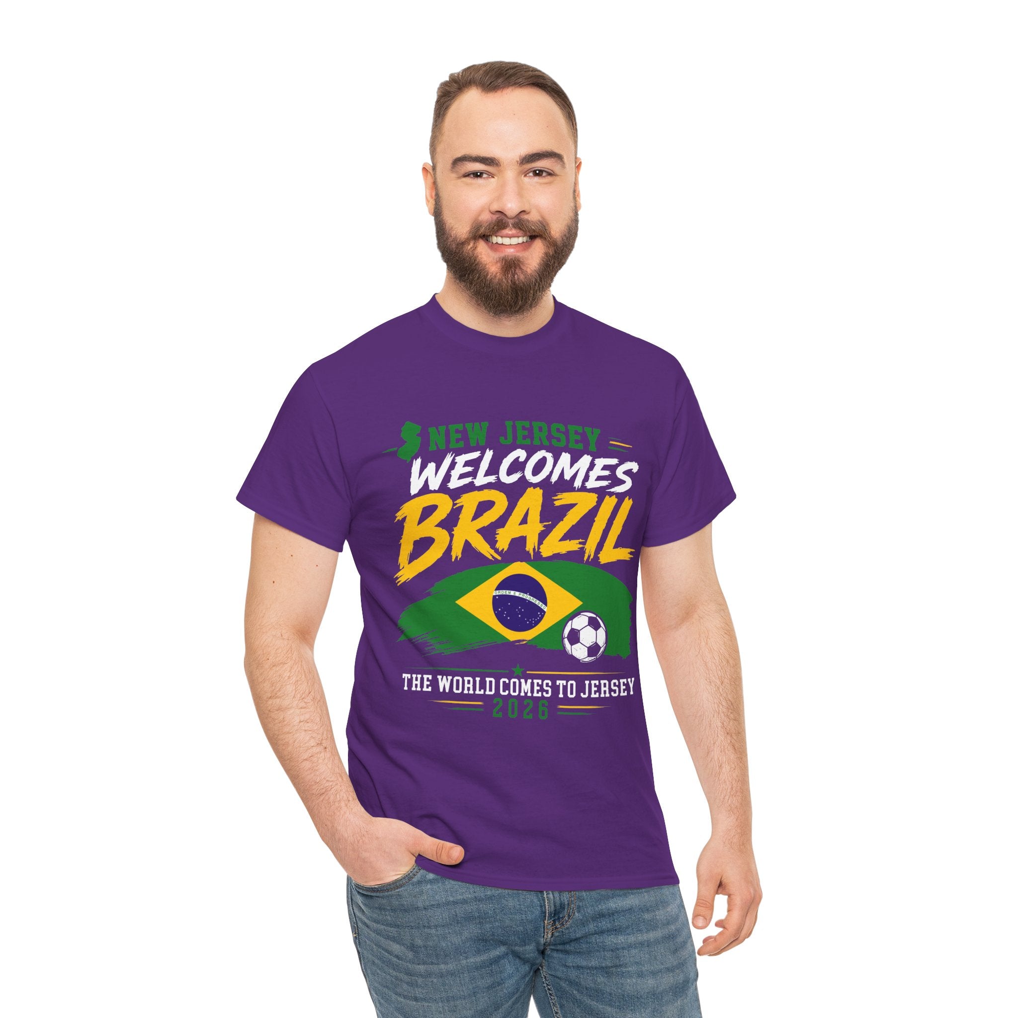 New Jersey Welcomes Brazil T-Shirt | Brazil Flag Soccer Tee