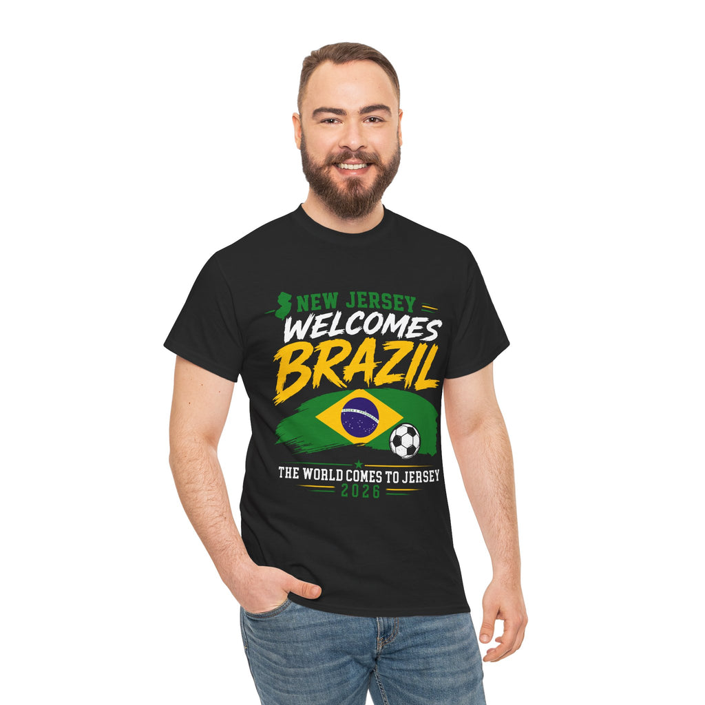 New Jersey Welcomes Brazil T-Shirt | Brazil Flag Soccer Tee