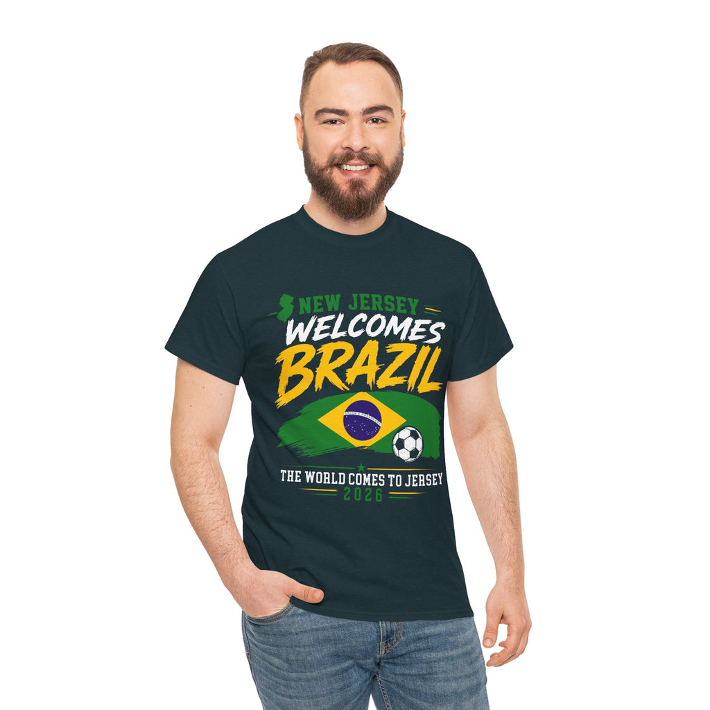 New Jersey Welcomes Brazil T-Shirt | Brazil Flag Soccer Tee