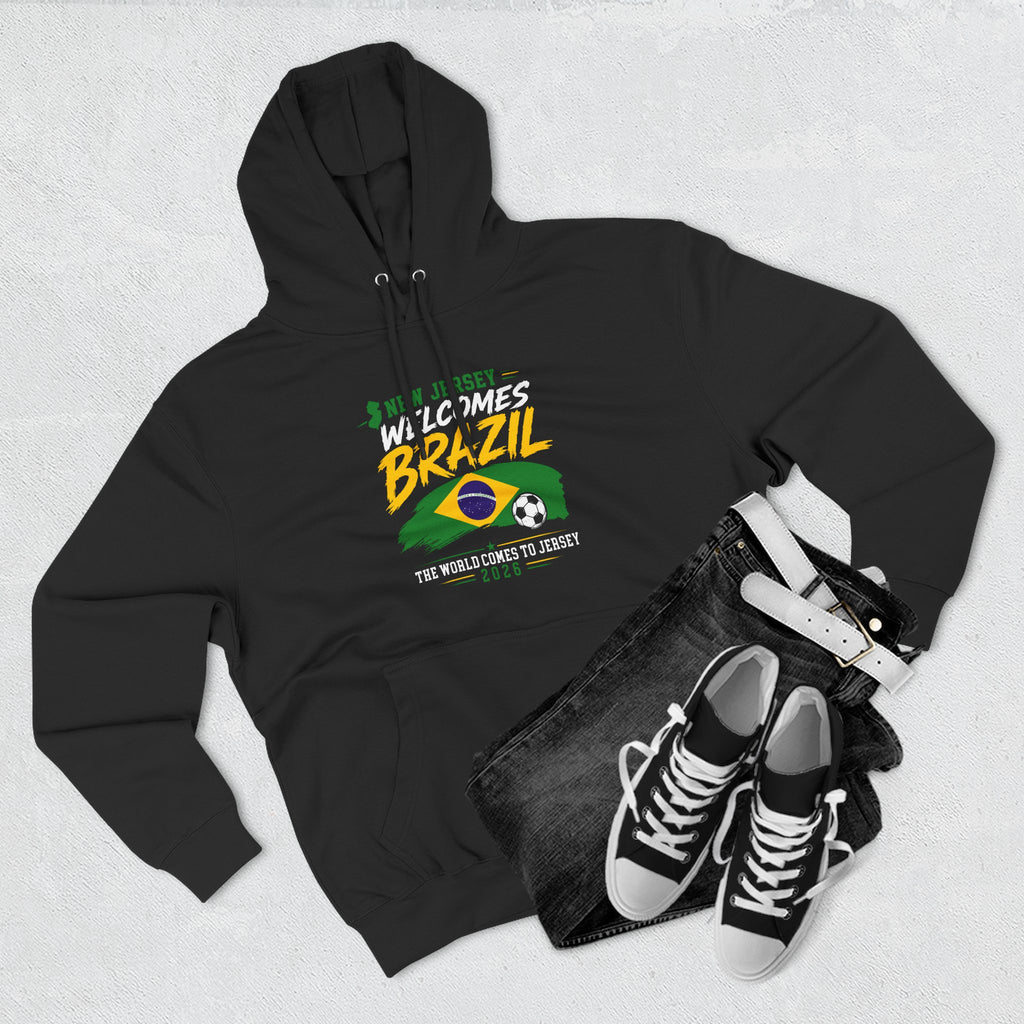 Brazil Soccer Hoodie - Welcome to Brazil Graphic Pullover (The World Comes to Jersey)