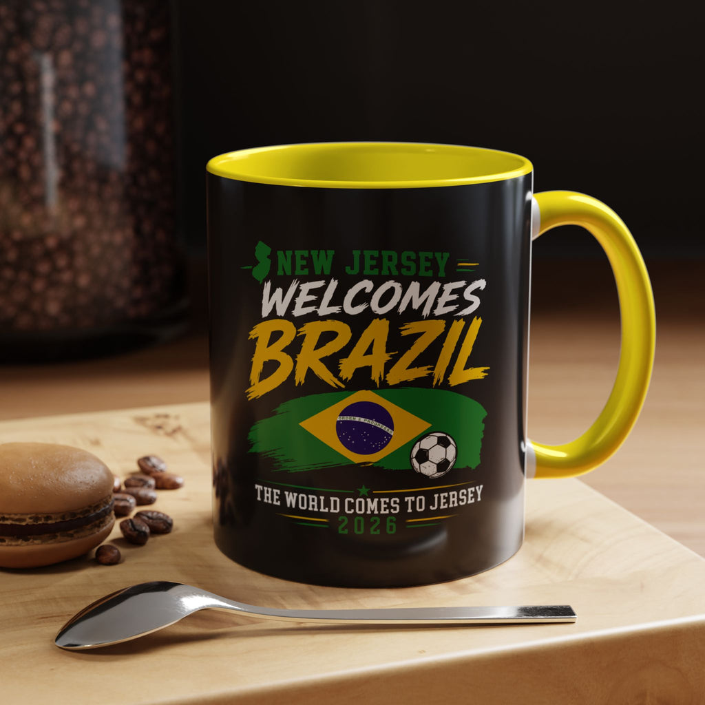 Brazil Soccer Fan Coffee Mug — New Jersey 2026 Accent Mug