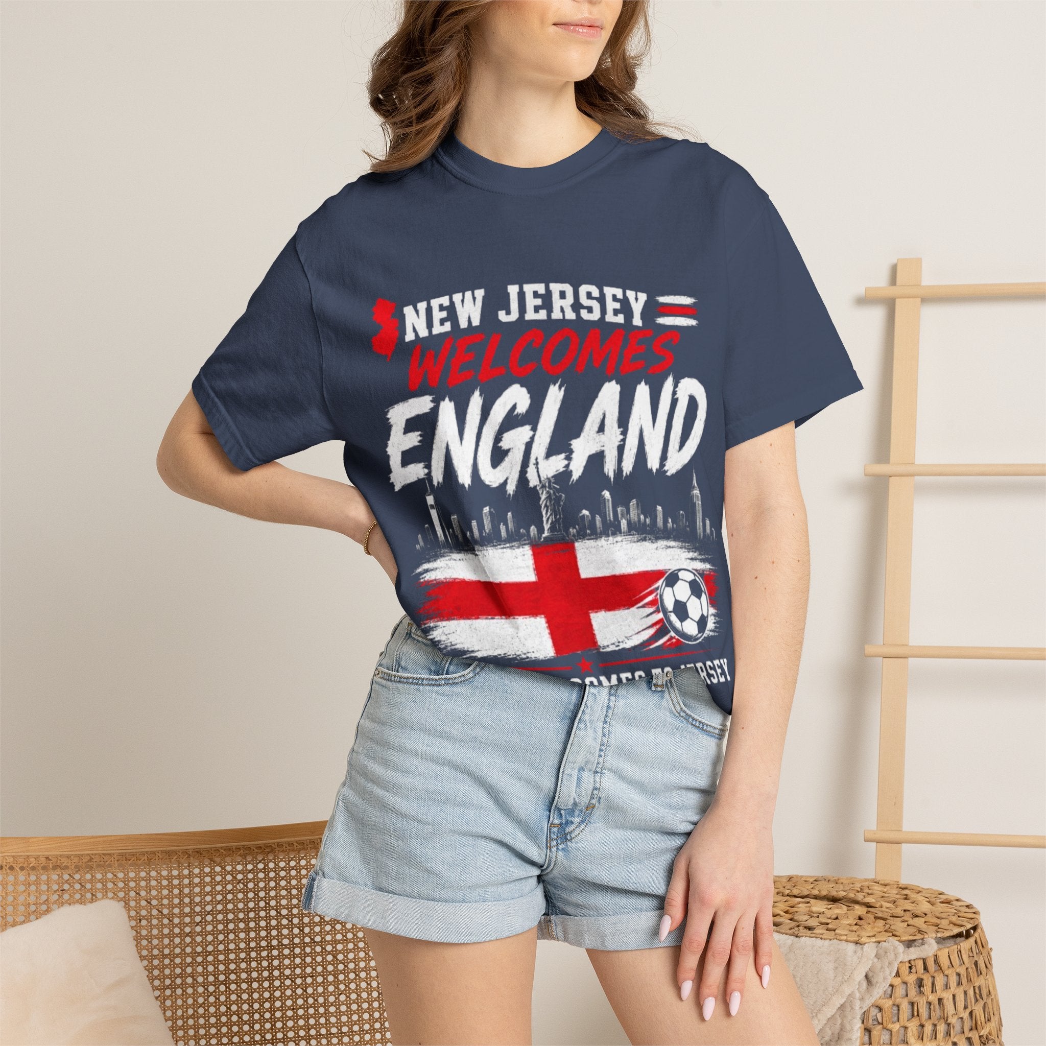 New Jersey Welcomes England T-shirt | St George Flag Soccer Jersey