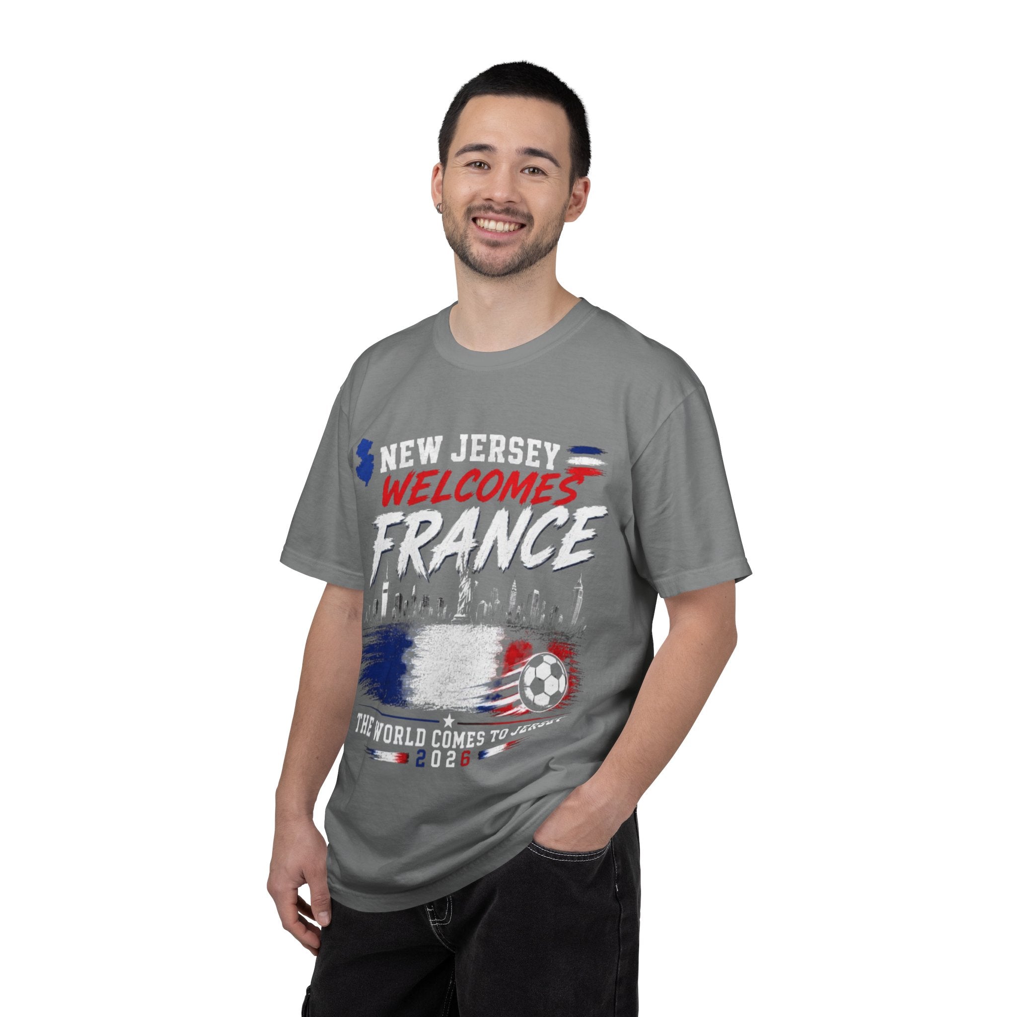 T-Shirt — "New Jersey Welcomes France" Soccer Fan Tee (The World Comes to Jersey 2024)