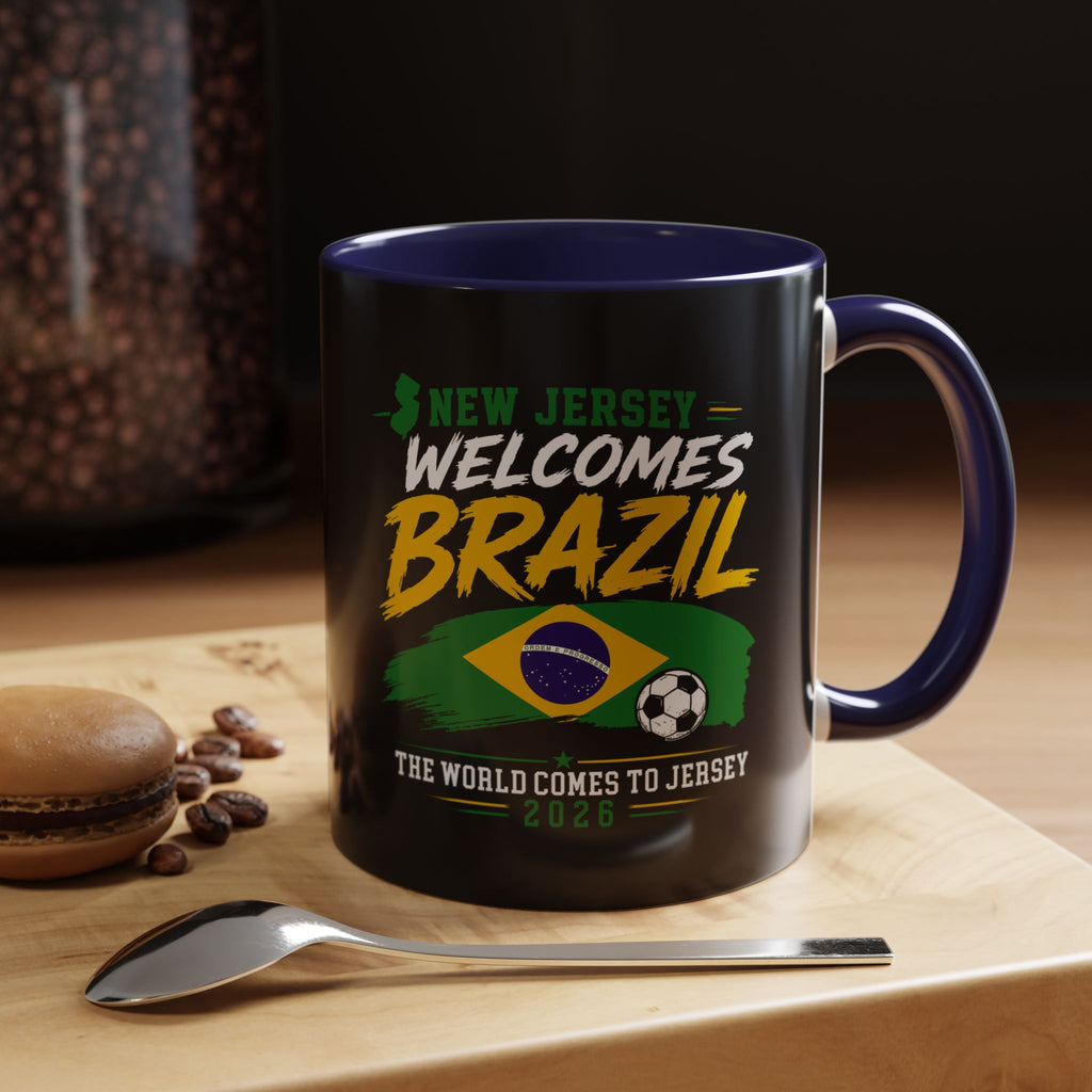 Brazil Soccer Fan Coffee Mug — New Jersey 2026 Accent Mug